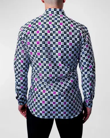 Maceoo Men's Fibonacci Skull Squares Dress Shirt | Thumbnail 2 Maceoo Men's Fibonacci Skull Squares Dress Shirt | Thumbnail 2