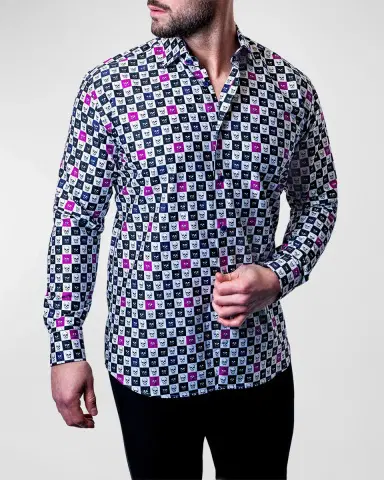 Maceoo Men's Fibonacci Skull Squares Dress Shirt | Thumbnail 3 Maceoo Men's Fibonacci Skull Squares Dress Shirt | Thumbnail 3