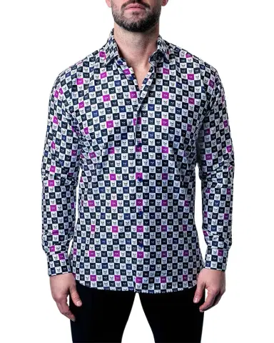 Maceoo Men's Fibonacci Skull Squares Dress Shirt | Thumbnail 1 Maceoo Men's Fibonacci Skull Squares Dress Shirt | Thumbnail 1