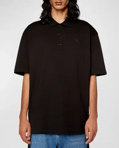 Diesel Men's Polo Shirt with Tonal Oval D Logo | Thumbnail 2