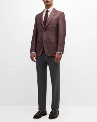 Canali Men's Silk-Wool Plaid Sport Coat | Thumbnail 2