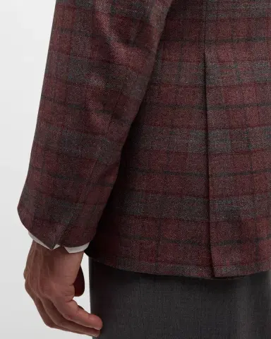Canali Men's Silk-Wool Plaid Sport Coat | Thumbnail 8