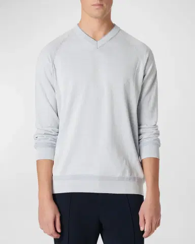 Bugatchi Men's Cotton-Silk V-Neck Sweater | Thumbnail 4