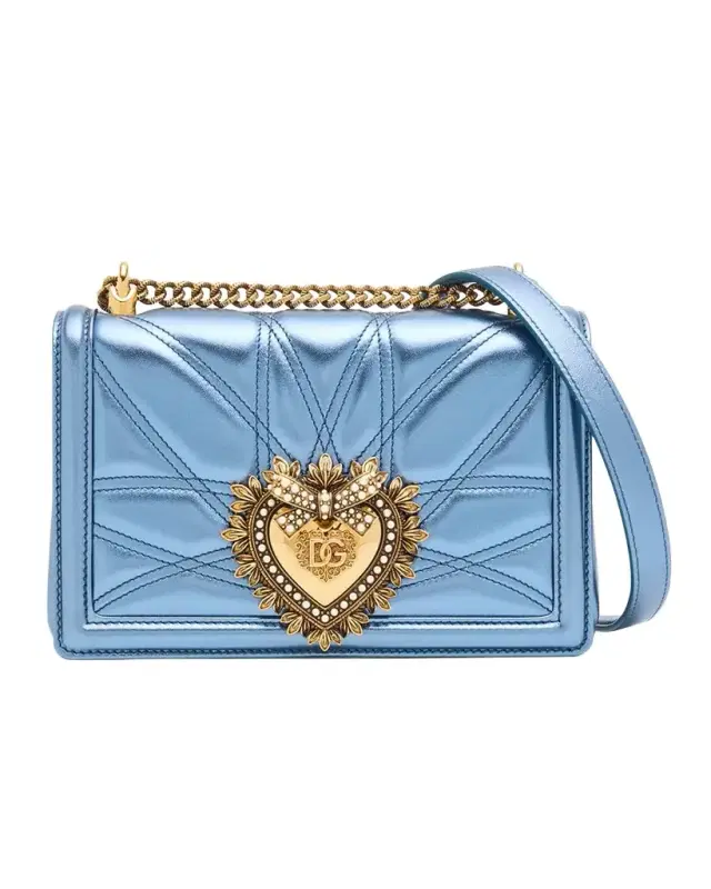 Devotion Medium Quilted Metallic Chain Shoulder Bag