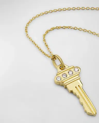 Roberto Coin 18K Key Pendant Necklace with Diamonds | Thumbnail 3