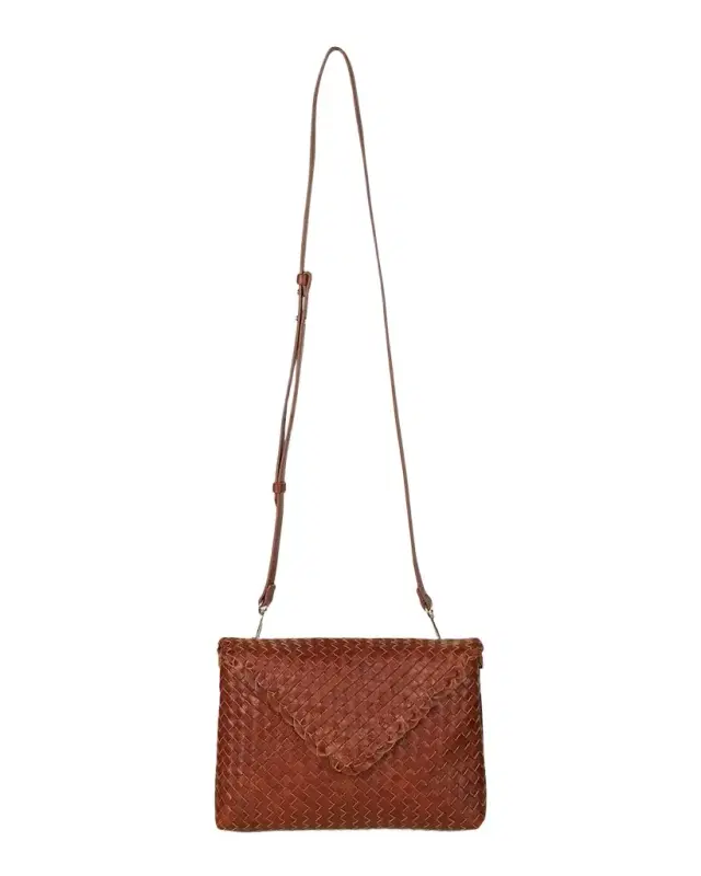 Jamie Envelope Woven Leather Clutch Bag