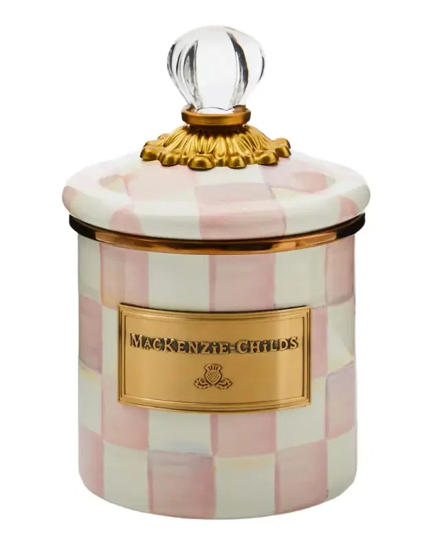 Rosy Check Enamel Canister, Demi