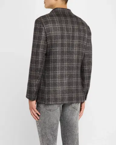 Brioni Men's Wool-Cashmere Plaid Sport Coat | Thumbnail 6 Brioni Men's Wool-Cashmere Plaid Sport Coat | Thumbnail 6