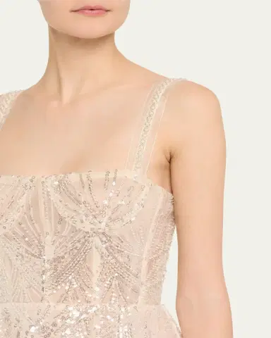 Bronx and Banco Mademoiselle Beaded Feather-Trim Mini Dress | Thumbnail 5