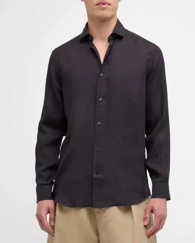 Frescobol Carioca Men's Antonio Linen Casual Button-Down Shirt | Thumbnail 4