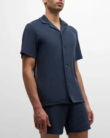 Paul Smith Men's Cotton Terry Short-Sleeve Shirt | Thumbnail 4 Paul Smith Men's Cotton Terry Short-Sleeve Shirt | Thumbnail 4
