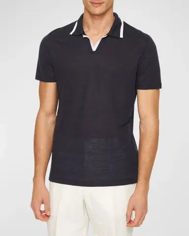 Orlebar Brown Men's Felix Linen Pique Polo Shirt | Thumbnail 2 Orlebar Brown Men's Felix Linen Pique Polo Shirt | Thumbnail 2