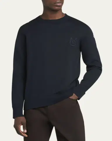 Moncler Men's Logo Crewneck Sweater | Thumbnail 4 Moncler Men's Logo Crewneck Sweater | Thumbnail 4