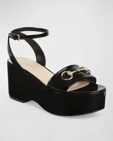 Gucci Lady Patent Horsebit Platform Sandals | Thumbnail 2