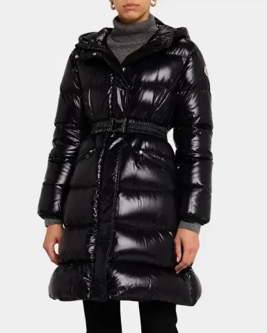 Moncler Bellevue Hooded Long Down Jacket | Thumbnail 4