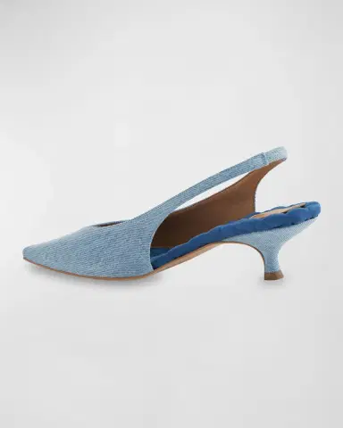 AERA Silvana Vegan Denim Kitten-Heel Slingback Pumps | Thumbnail 2 AERA Silvana Vegan Denim Kitten-Heel Slingback Pumps | Thumbnail 2