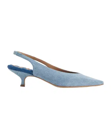 AERA Silvana Vegan Denim Kitten-Heel Slingback Pumps | Thumbnail 1 AERA Silvana Vegan Denim Kitten-Heel Slingback Pumps | Thumbnail 1