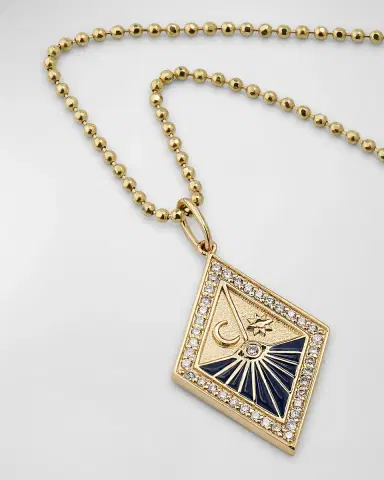 Sydney Evan Enamel and Diamond Sundial Medallion Charm Necklace | Thumbnail 3