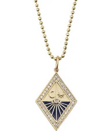 Sydney Evan Enamel and Diamond Sundial Medallion Charm Necklace | Thumbnail 1