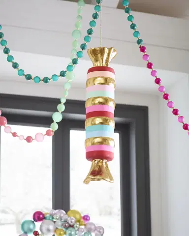 Glitterville Stripe Taffy Holiday Display, 18" | Thumbnail 1