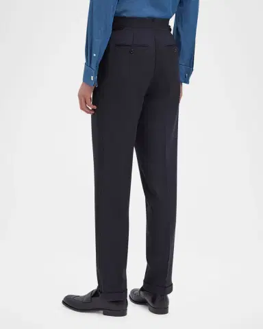 dunhill Men's Wool and Cashmere Flat Front Trousers | Thumbnail 2