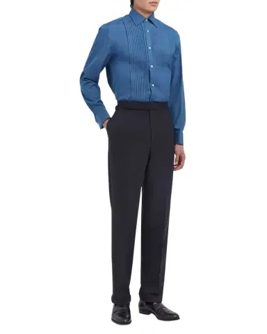 dunhill Men's Wool and Cashmere Flat Front Trousers | Thumbnail 1
