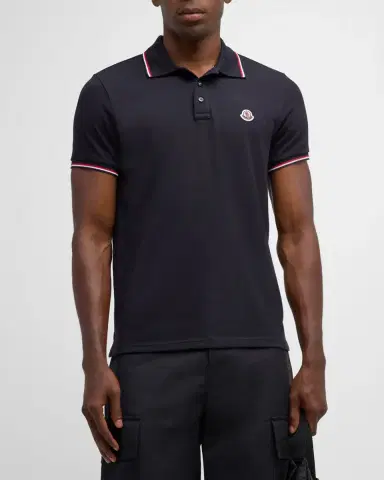 Moncler Men's Pique Logo Patch Polo Shirt | Thumbnail 3