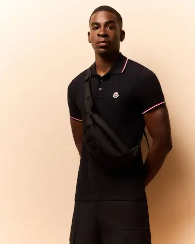 Moncler Men's Pique Logo Patch Polo Shirt | Thumbnail 4
