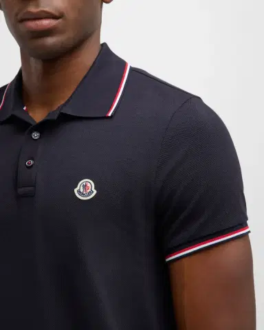 Moncler Men's Pique Logo Patch Polo Shirt | Thumbnail 5