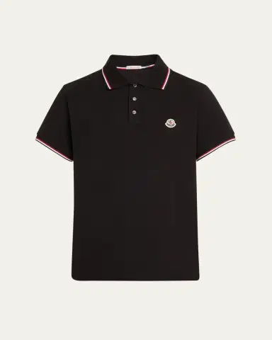 Moncler Men's Pique Logo Patch Polo Shirt | Thumbnail 8
