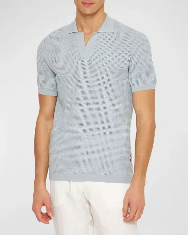 Orlebar Brown Men's Roddy Waffle Mesh Stitch Short-Sleeve Polo Shirt | Thumbnail 2 Orlebar Brown Men's Roddy Waffle Mesh Stitch Short-Sleeve Polo Shirt | Thumbnail 2