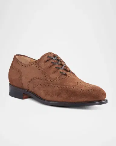 Paul Stuart Men's Suede Brogue Wingtip Derby Shoes | Thumbnail 2 Paul Stuart Men's Suede Brogue Wingtip Derby Shoes | Thumbnail 2