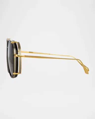 Linda Farrow Dimitri Titanium Aviator Sunglasses | Thumbnail 2