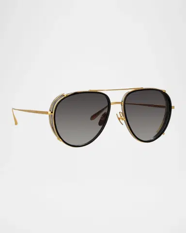 Linda Farrow Dimitri Titanium Aviator Sunglasses | Thumbnail 3