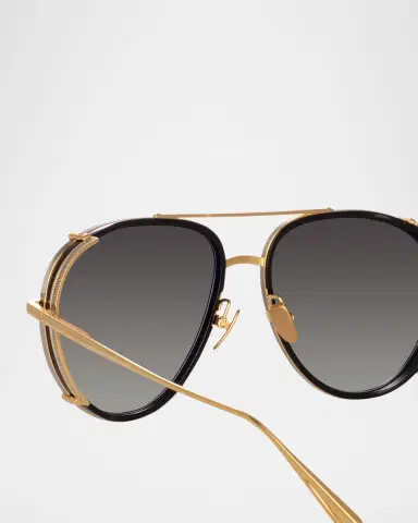 Linda Farrow Dimitri Titanium Aviator Sunglasses | Thumbnail 4