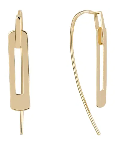 LANA Laser Open Interlocking Rectangle Hooked on Hoop Earrings | Thumbnail 2