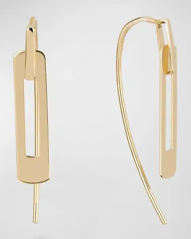 LANA Laser Open Interlocking Rectangle Hooked on Hoop Earrings | Thumbnail 3