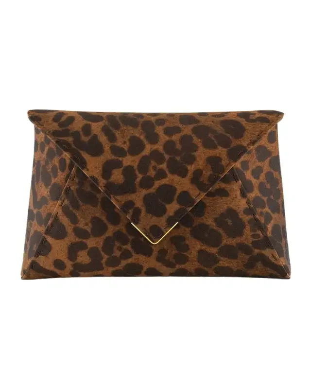 Signature Lee Small Leopard Satin Clutch