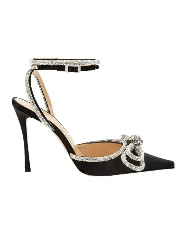 95mm Double Bow Satin Pumps