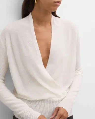 Neiman Marcus Cashmere Collection Cashmere Faux Wrap Sweater | Thumbnail 6 Neiman Marcus Cashmere Collection Cashmere Faux Wrap Sweater | Thumbnail 6