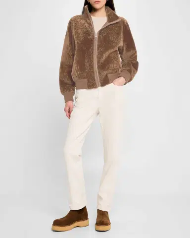 Gorski Reversible Textured Shearling Lamb Bomber Jacket | Thumbnail 2
