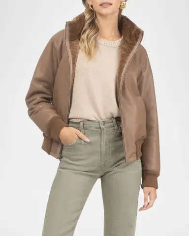 Gorski Reversible Textured Shearling Lamb Bomber Jacket | Thumbnail 7