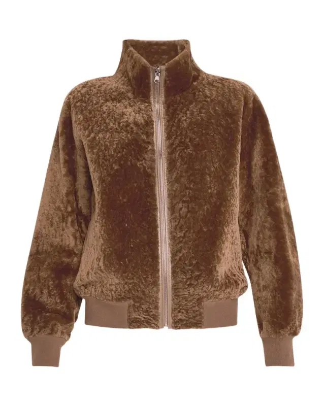 Gorski Reversible Textured Shearling Lamb Bomber Jacket