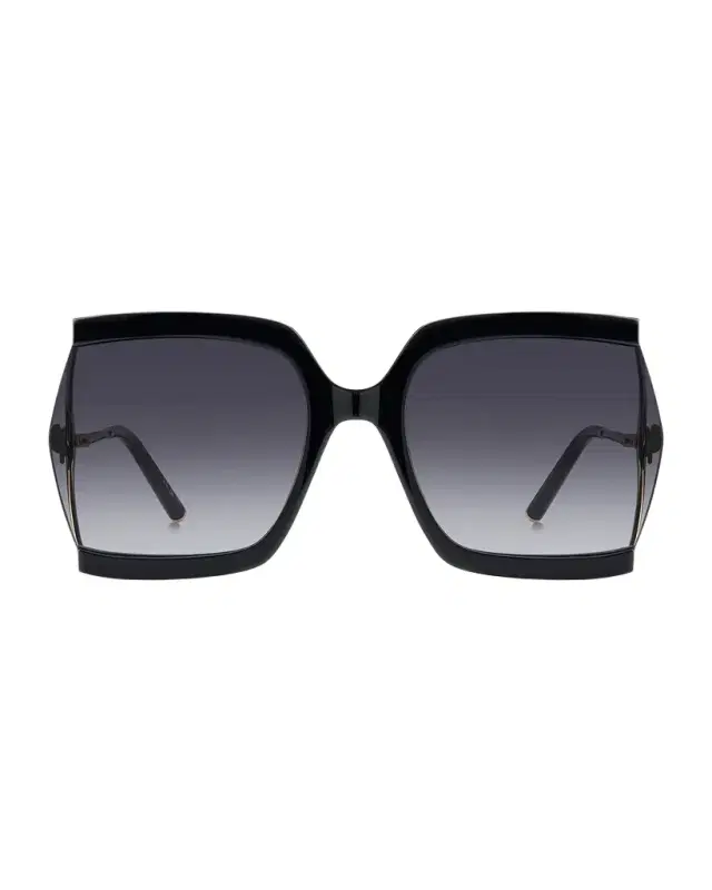 Crystal Bow Mixed-Media Square Sunglasses