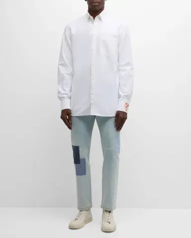 Golden Goose Men's Compact Oxford Logo Sport Shirt | Thumbnail 2 Golden Goose Men's Compact Oxford Logo Sport Shirt | Thumbnail 2