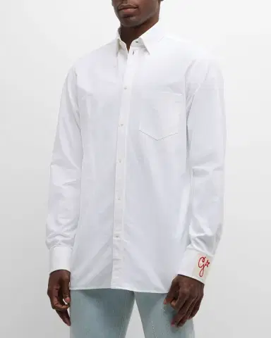Golden Goose Men's Compact Oxford Logo Sport Shirt | Thumbnail 4 Golden Goose Men's Compact Oxford Logo Sport Shirt | Thumbnail 4