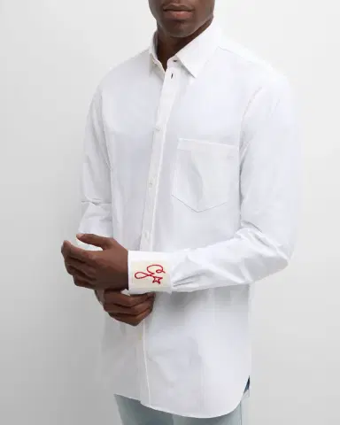 Golden Goose Men's Compact Oxford Logo Sport Shirt | Thumbnail 6 Golden Goose Men's Compact Oxford Logo Sport Shirt | Thumbnail 6
