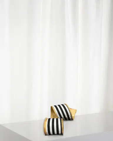 Winward Home Striped Double-Fused Metallic Ribbon, 4"W x 5 Yards | Thumbnail 1