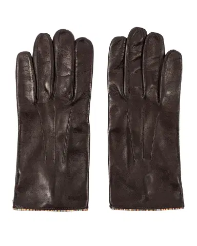 Paul Smith Men's Striped-Piping Leather Gloves | Thumbnail 1 Paul Smith Men's Striped-Piping Leather Gloves | Thumbnail 1