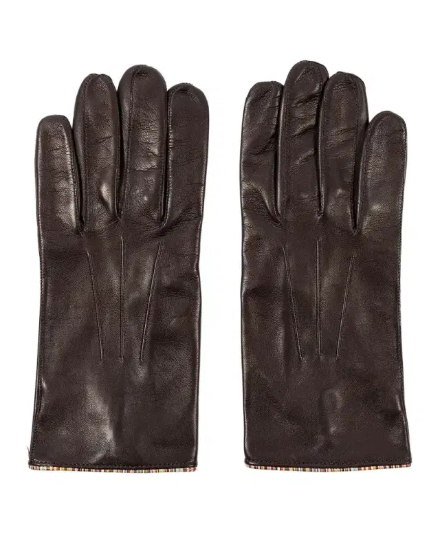 Paul Smith Men 's Striped-Piping Leather Gloves